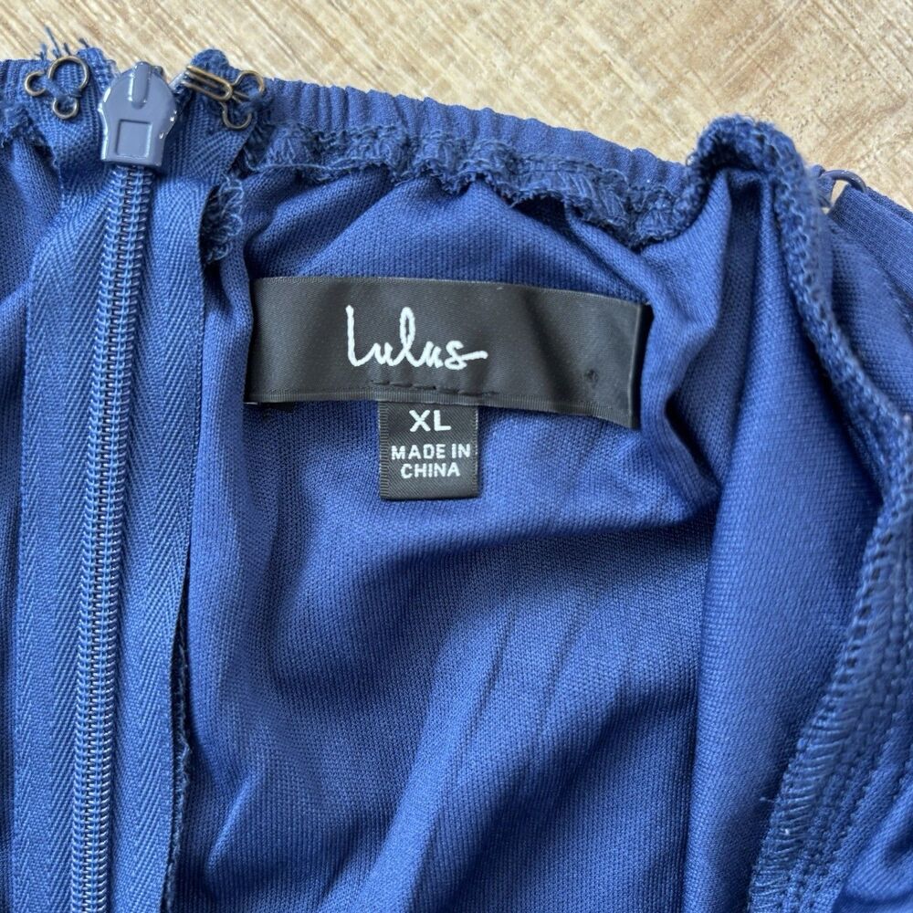 Lulus Women Letter of Love Navy Blue Backless Skater Dress Size XL Wedding Sexy - Picture 5 of 13